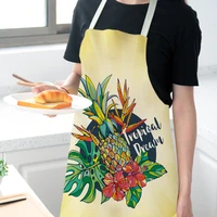 tropical pineapple faux linen fashion aprons for woman man home cooking baking kitchen accessories colorful kid apron dress