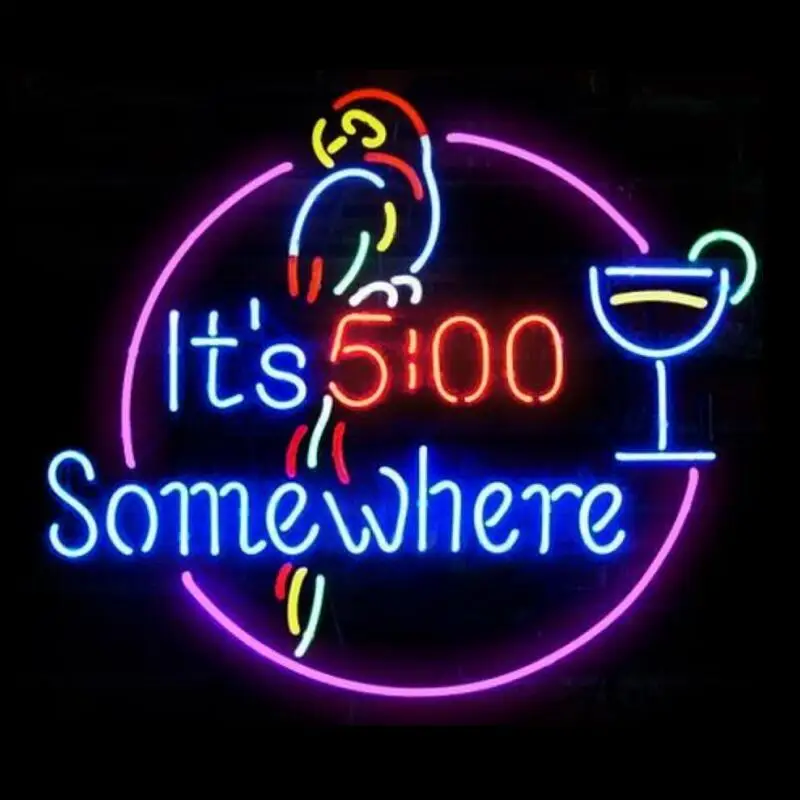 Custom It's 5 O'clock Somewhere Glass Neon Light Sign