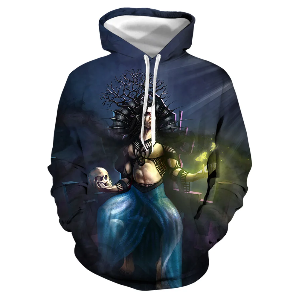 

2021 New Style Cartoon Skull 3D Printing Hooded Pocket Pullover Hoody Long-Sleeved Hooded Shirt