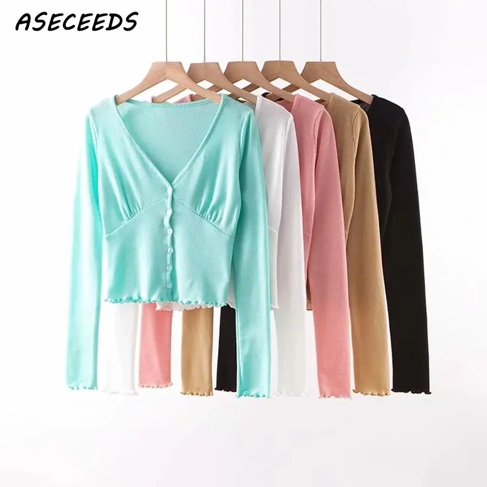 Винтажный корейский черный свитер на пуговицах женский кардиган осень 2019