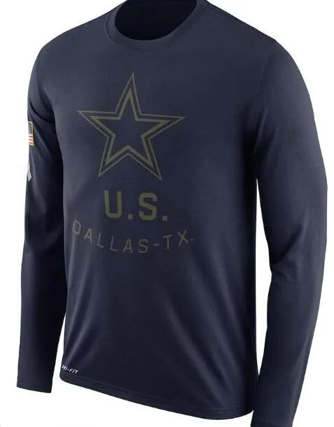 

Dallas Men Round Neck Shirt Cowboys Salute to Service Sideline Legend Performance Long Sleeve T-Shirt Olive