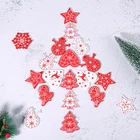 Снежинка деревянная, 5 см, кулон-орнамент для рождественской елки, для 2021, Нового года, украшения для рождественской елки