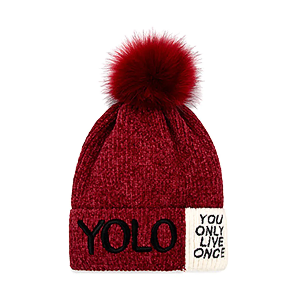 

Fashion Women's Warm Solid Thicken Soft Wool Hat Stripe Knit Windproof Cap winter hats for women hiver femme beanie 2019