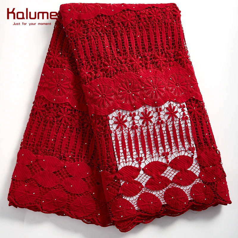 

Kalume Nigerian Water Soluble Lace Fabric Stone African Guipure Lace Fabrics Beautiful French Cord Lace Fabric For Wedding H2316