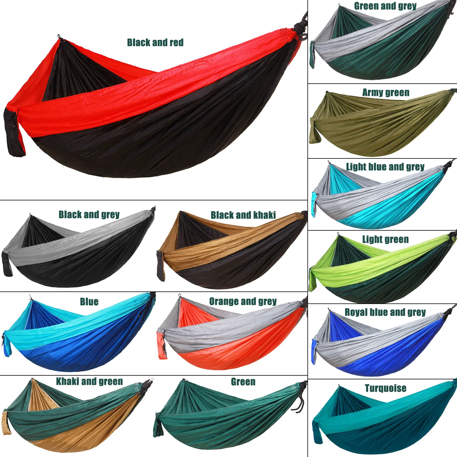 

Outdoor Hiking Hammock Portable Nylon Parachute with Tree Straps Carabiners Cimbing Backpacking Travel Beach Hammock