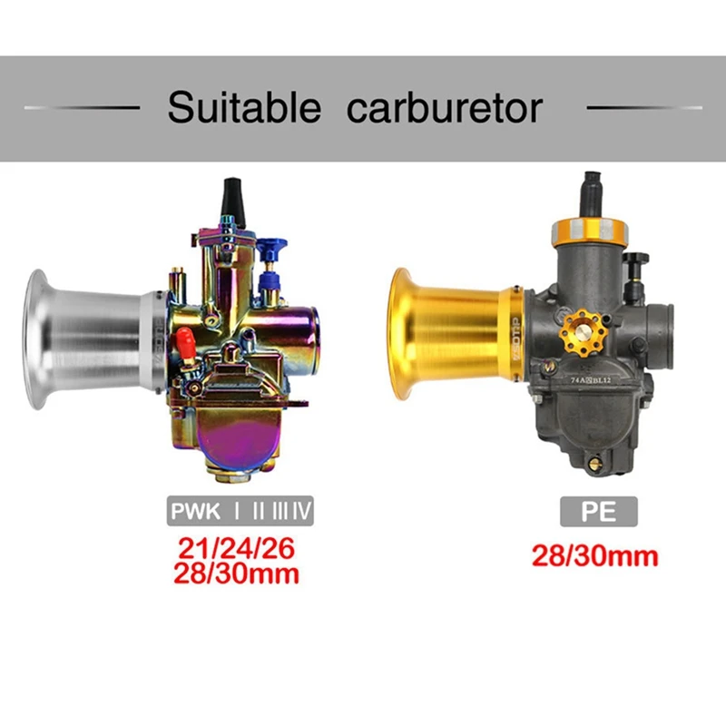 

Carb Motorbike Accessories 50mm Motorcycle Carburetor Air Filter Horn Cup Wind Cup Velocity Stacks For PWK 24/26/28/30mm