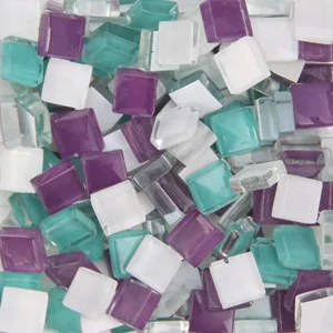 white green purple 400 г/14 унций 1*1 см мозаичая плитка Хрустальная Красивая Цветная стеклянная квадратная материалы для рукоделия DIY художественная мозаика камни для детей/детей - Цвет: white green purple