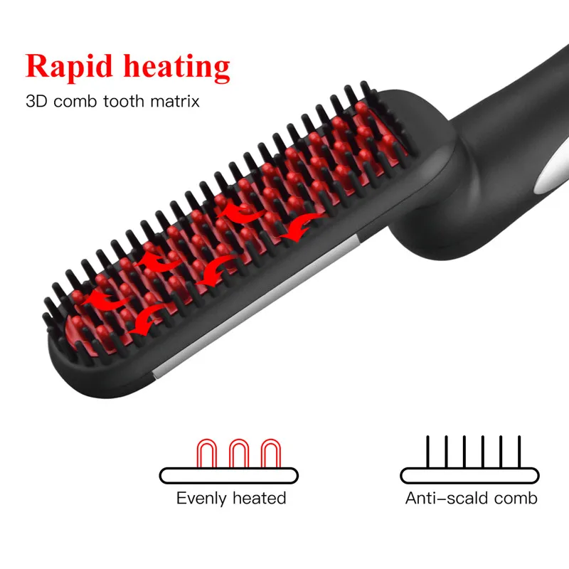 

CkeyiN Electric Beard Comb Straightening Brush Fast Heating Foldable Straightener Comb Anti-Scalding Grooming Hair Styling Brush