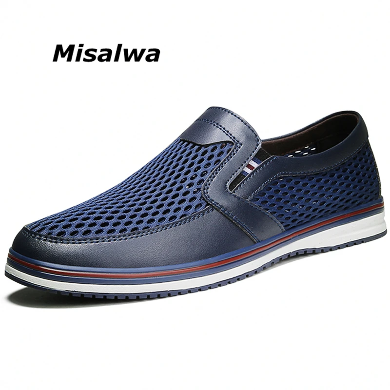 

Misalwa Summer Mesh Men Casual Shoes Blue Gray Breathable Leisure Men's Sneakers Man Designer Loafers Slip-on Moccasins