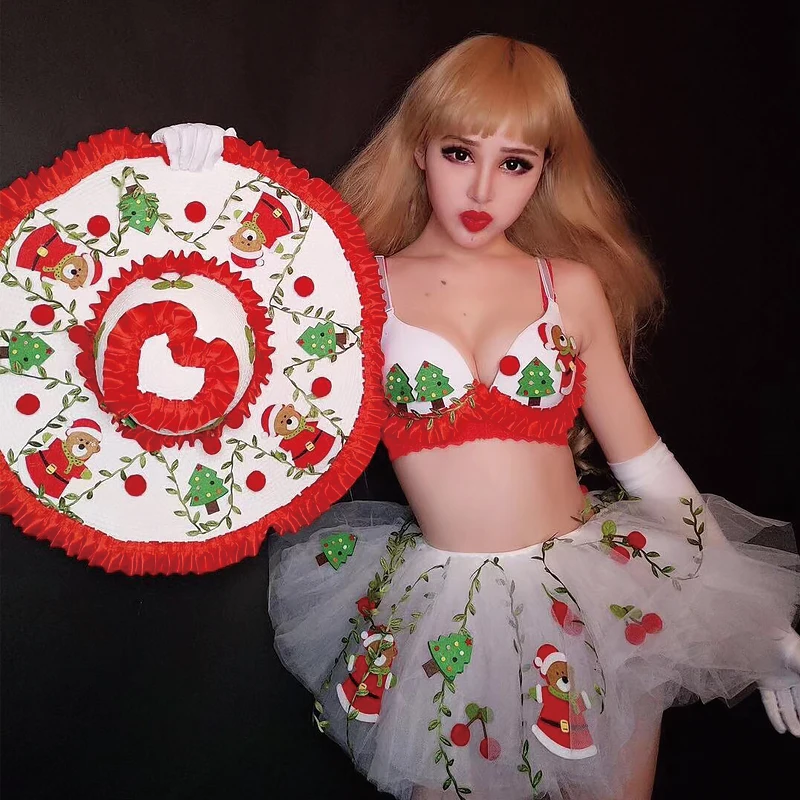 

Рождественский костюм бикини GOGO танцевальный костюм женский головной убор для вечерние сексуальное красивое сценическое платье одежда дл...