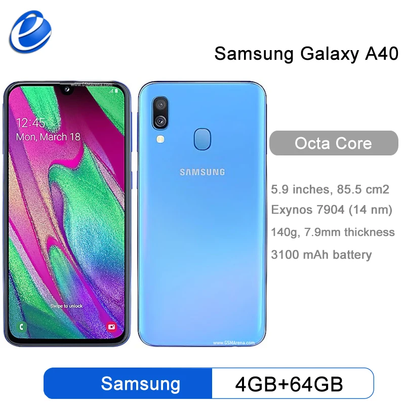 Samsung Galaxy A40 Super AMOLED мобильный телефон Dual SIM 4 Гб оперативной памяти 64 встроенной EU