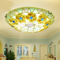 three color light changing mediterranean shell led ceiling lamp bohemian restaurant bedroom aisle childrens room balcony lamps