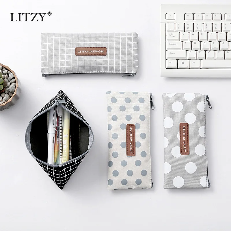 Тканевый чехол карандаш для школы милый Простой Чехол в полоску коробка ручек