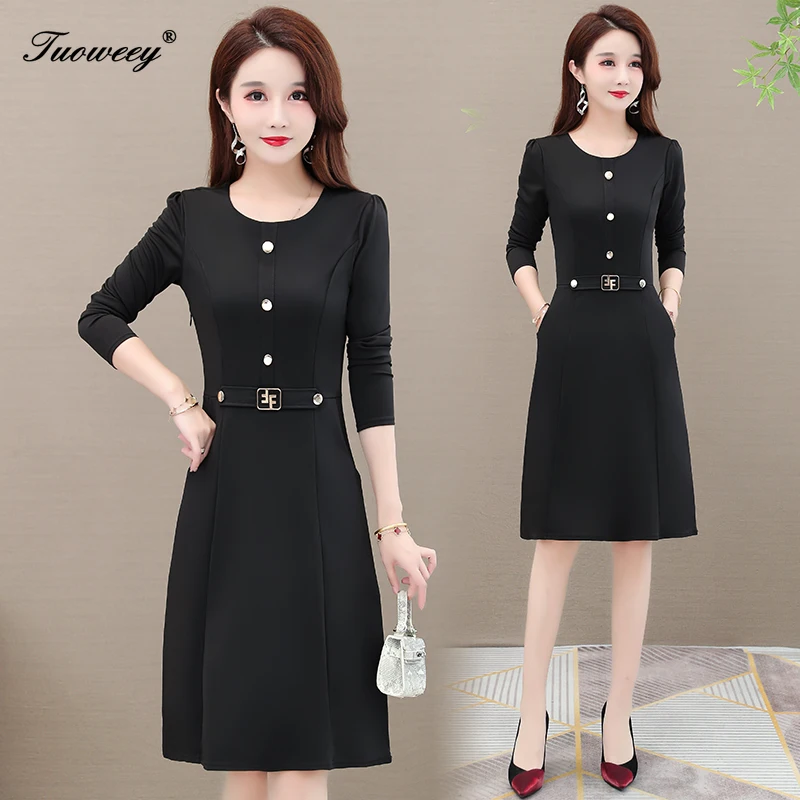 

5XL Plus Size Women Dress 2020 Fashion Autumn O-neck Long Sleeve Solid Office Dress Female Casual Tops Blusas Femininas Elegante