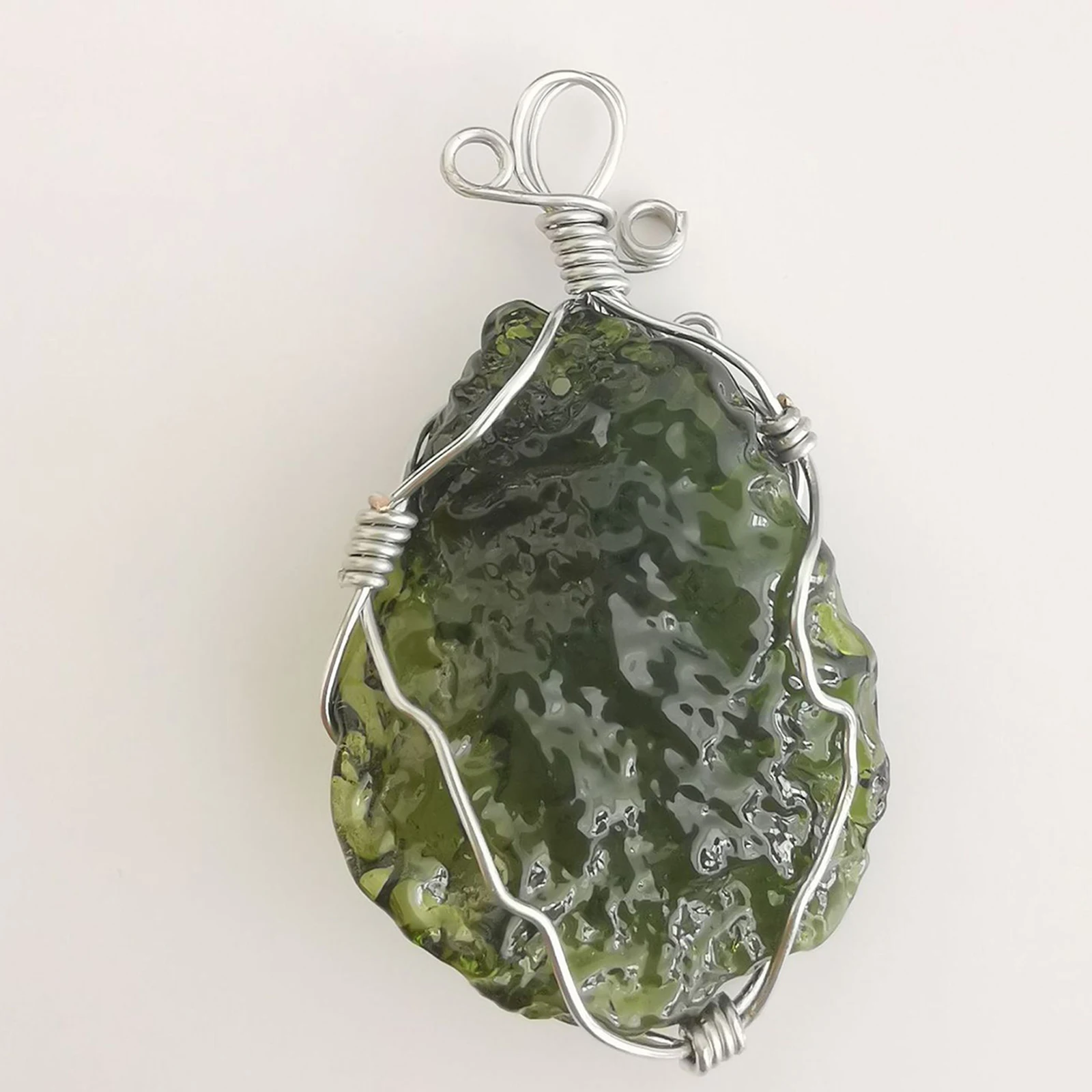 

Moldavite Crystal Pendant Necklace Jewelry for Men Women - Irregular Meteorite Necklace Nature Energy Stone Crystal Pendant
