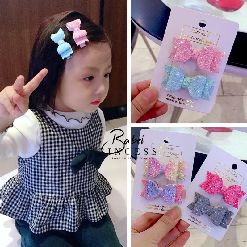 2 шт./компл. милые мини заколки для волос маленьких девочек двухслойные блестящие