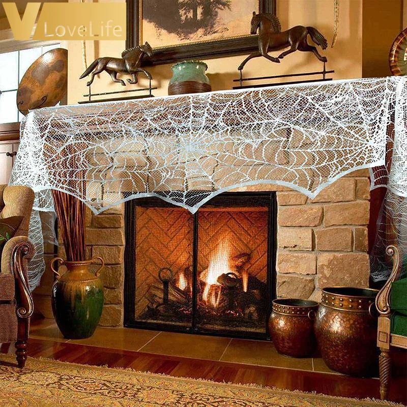 Украшение на Хэллоуин кружевная паутина для камина каминная полка шарф