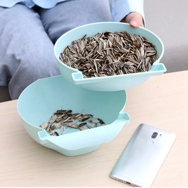 

2021 High quality Lazy Snack Bowl Plastic Double-Layer Snack Kitchen Storage Box Bowl Fruit Filter Bowl