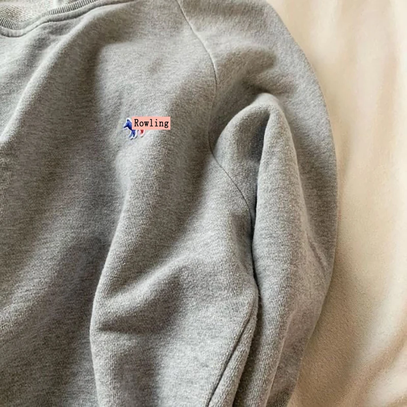 

# Women Fox head embroidery Sweatshirts Women Winter Long Sleeve O Neck Cotton Pullover Casual Hoodies Classic Logo Tops 2021