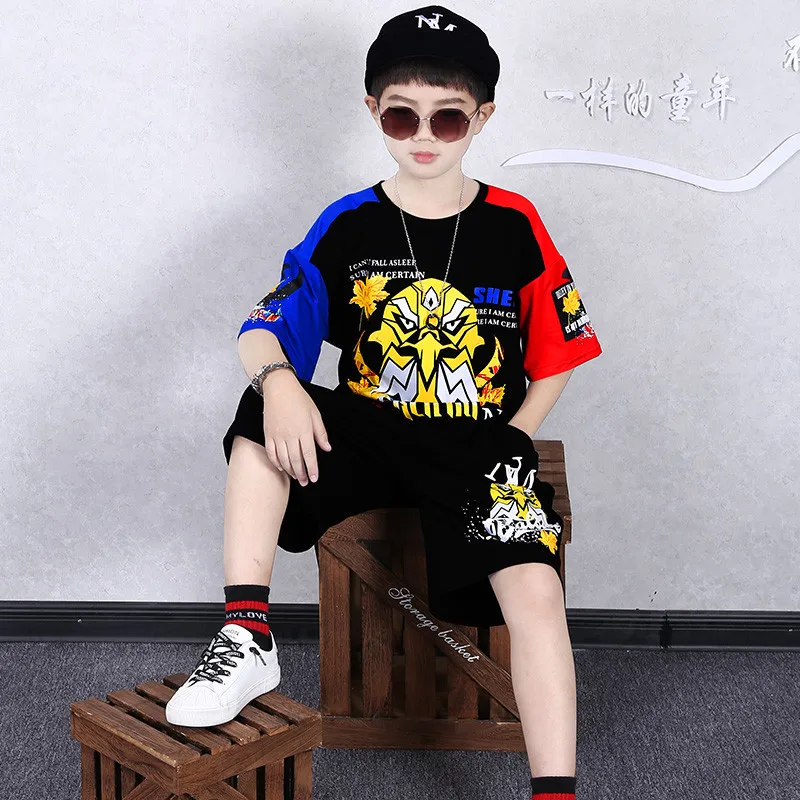 

4-14 Years Summer Boy Clothing Set 2021 New Fashion Casual Active T-shirt+ Pant Kid Children Boy Teenager Clothing