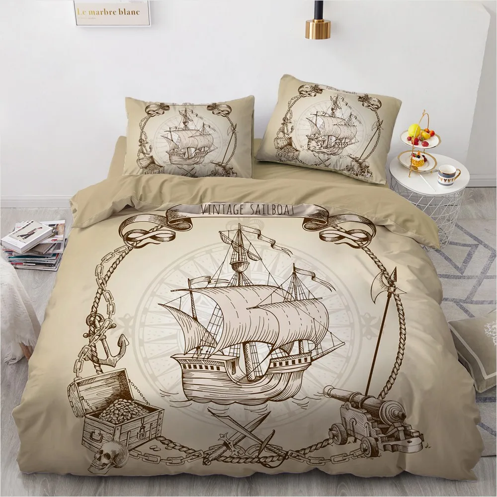 

Europe 3D Duvet Cover Set Comforter Case Quilt Covers Camel Bedding Sets King Queen Double Single Size Sailing Pattern