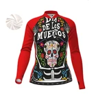 Женская бархатная рубашка с длинным рукавом, велосипедная куртка с мультяшным черепом, уличная теплая одежда для бега, горного велосипеда, Спортивная термальная флисовая одежда для велоспорта