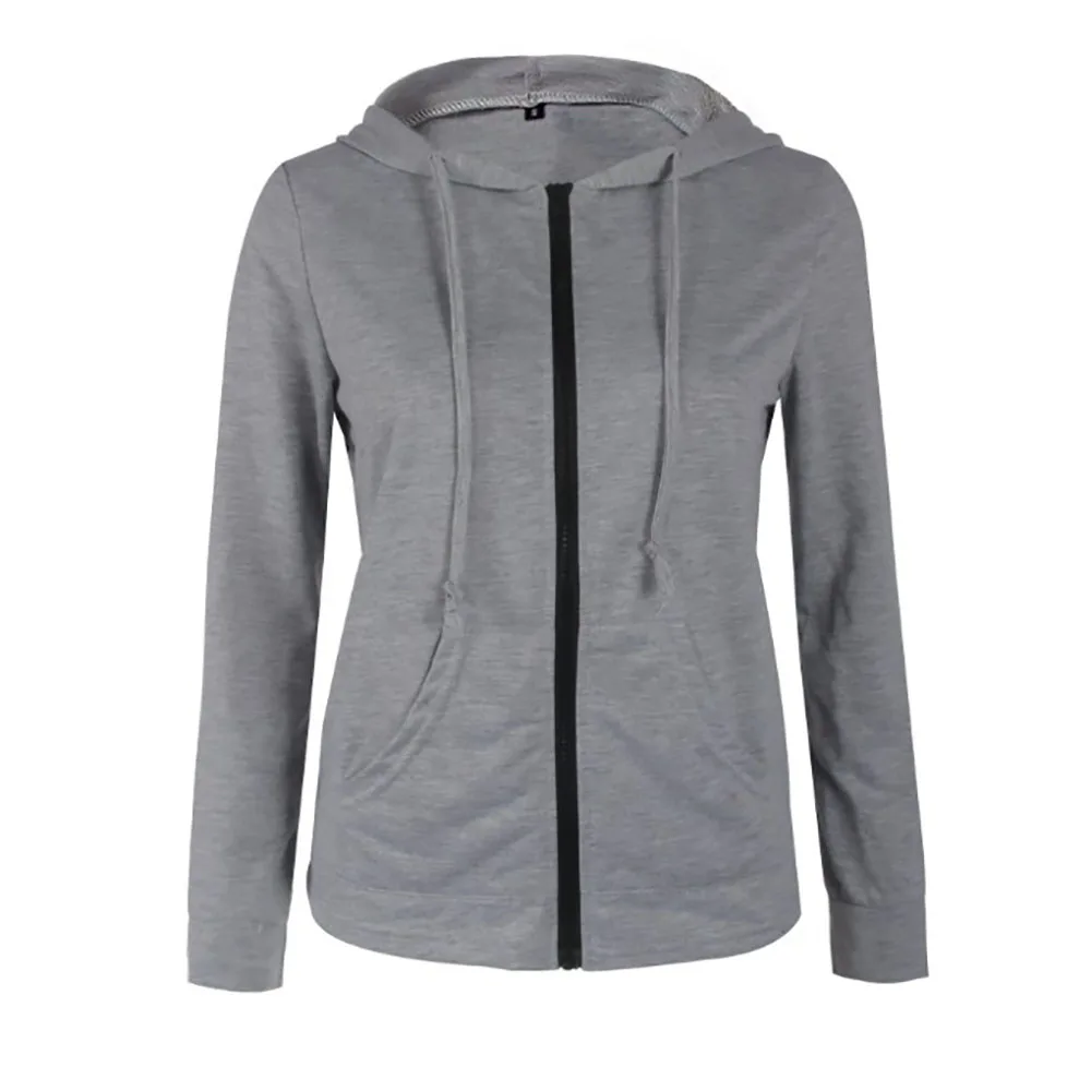 

Autumn Winter Women's Long-Sleeved Zipper Slim-Fit Hoodie