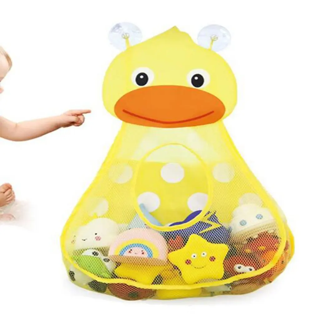 

Baby Bath Toys Cute Duck Mesh Net Toy Storage Bag Strong Suction Cups Bath Game Bag Bathroom Organizer Water Toys for Kids