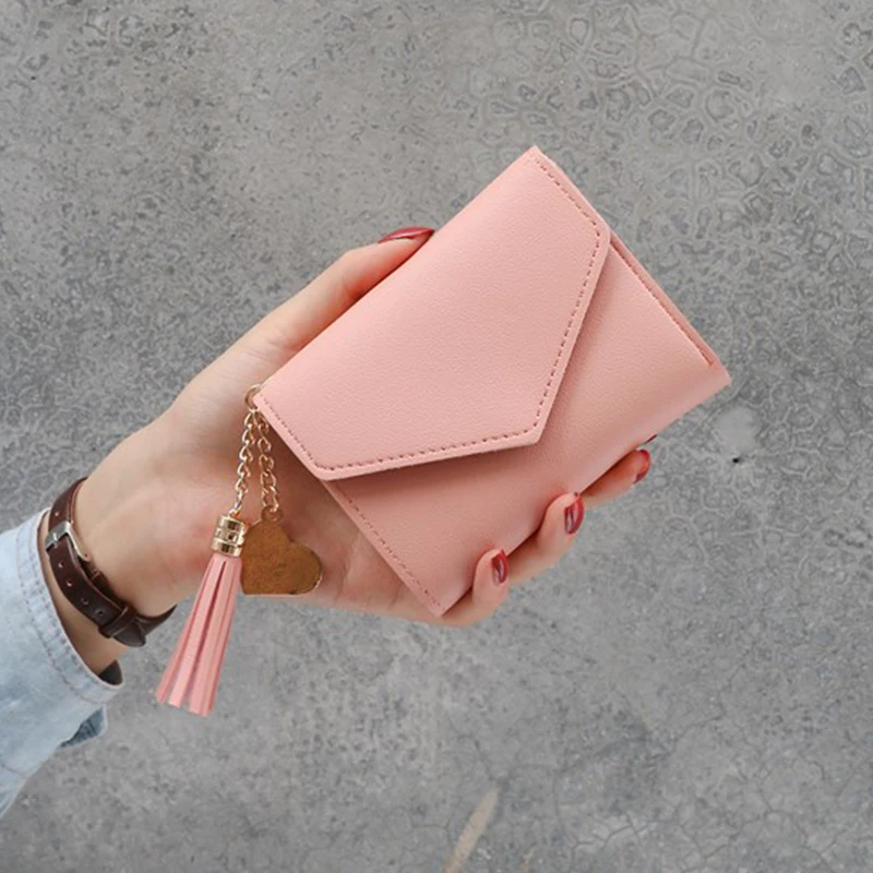 New-Pink Новинка, маленький кошелек для денег, Женский Повседневный однотонный кошелек, Модный женский короткий Мини Универсальный корейский студенческий маленький кошелек - Цвет: New-Pink