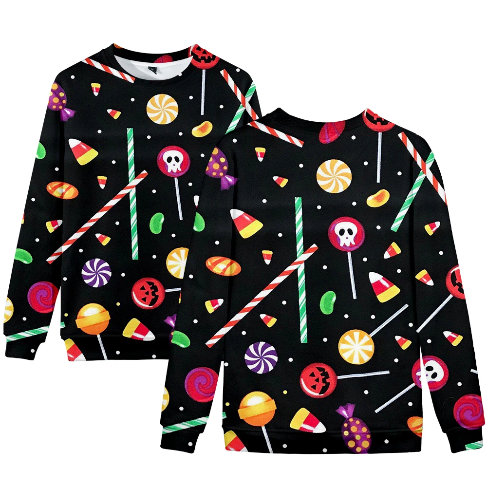 Happy Halloween 3D Women Pullovers Print Crew neck sweater Jumper Sweatshirt Winter Lady Hem | Мужская одежда