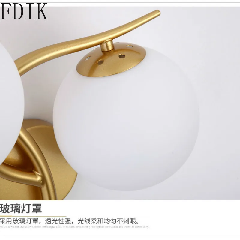 Современные Двойные головки стеклянные настенная лампа простой креативный