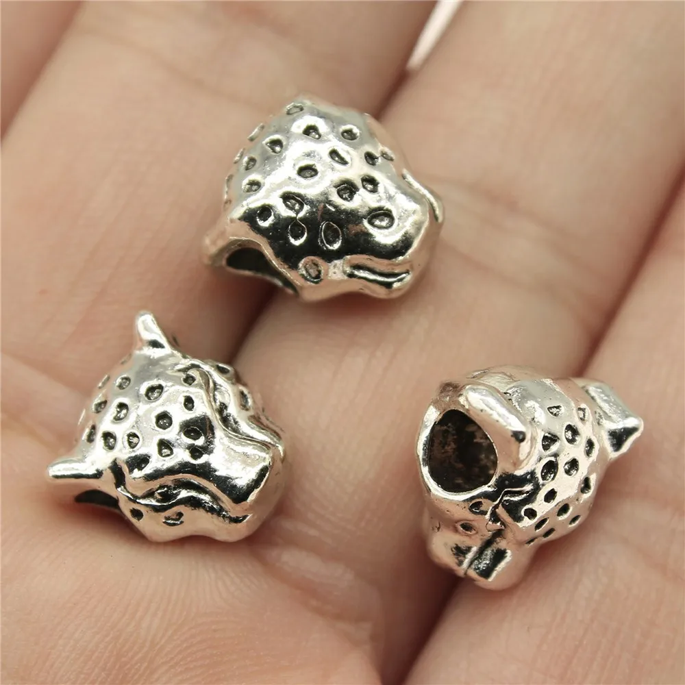 10 шт. 12x11x9 мм античный серебряный цвет леопард европейские Большие отверстия для изготовления ювелирных изделий B13799