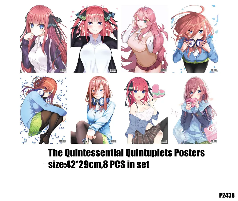 8 шт./лот аниме квинтуплет с рельефным рисунком плакат тиснением Накано ичика