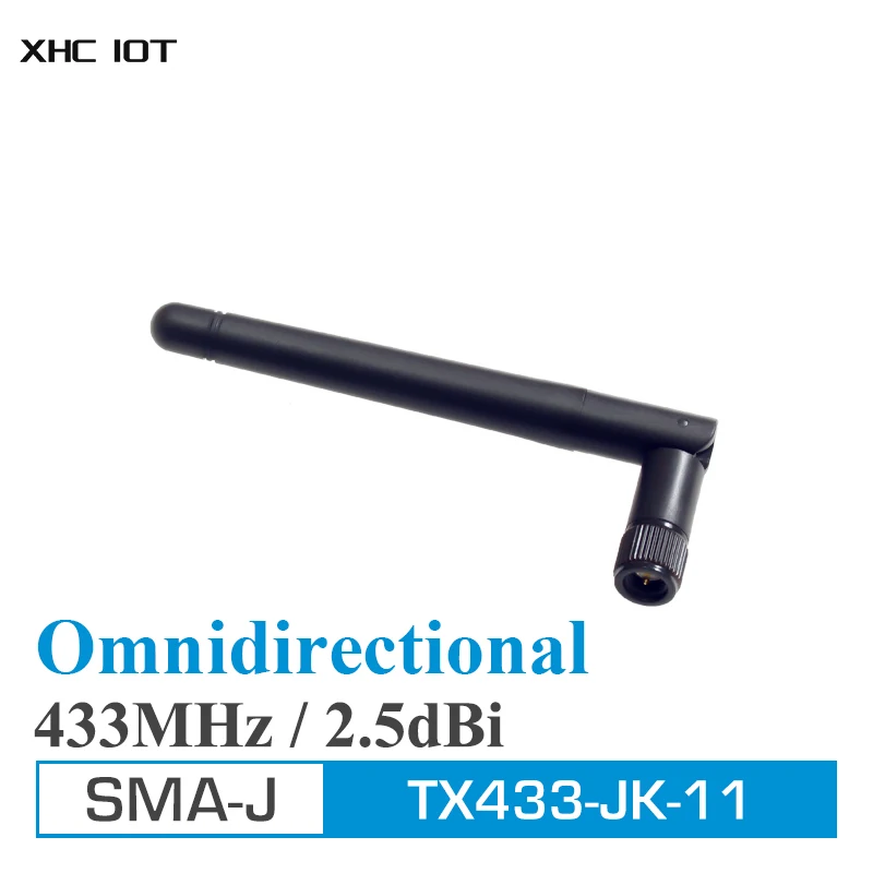 

433MHz Rubber Ultra -Short Straight Antenna Omnidirectional 2.5dBi XHCIOT TX433-JK-11 Flexible SMA-J Connector Less Than 1.5 SWR
