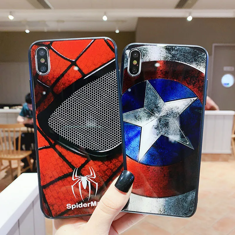 Стеклянный чехол для телефона Marvel Hero Капитан Америка iPhone 11 Pro Max XSmax XR XS X 10 8 7 с