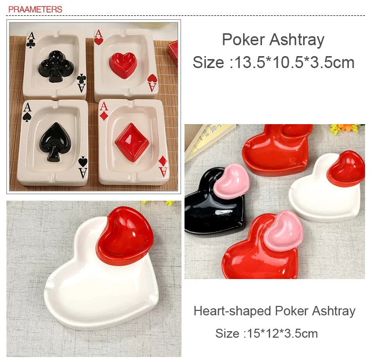 

European Poker Ashtray Red Heart A Creative Porcelain Ashtray Fashion Trend Household Merchandises