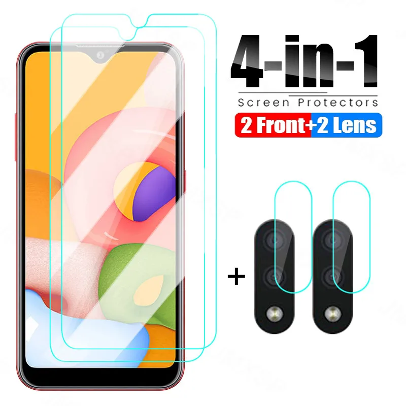 

4 in 1 Tempered Glass For Samsung Galaxy A01 A11 A21 A31 A51 Protective Glass For Samsung M01 M11 M21 M51 M31S Lens Glass Film