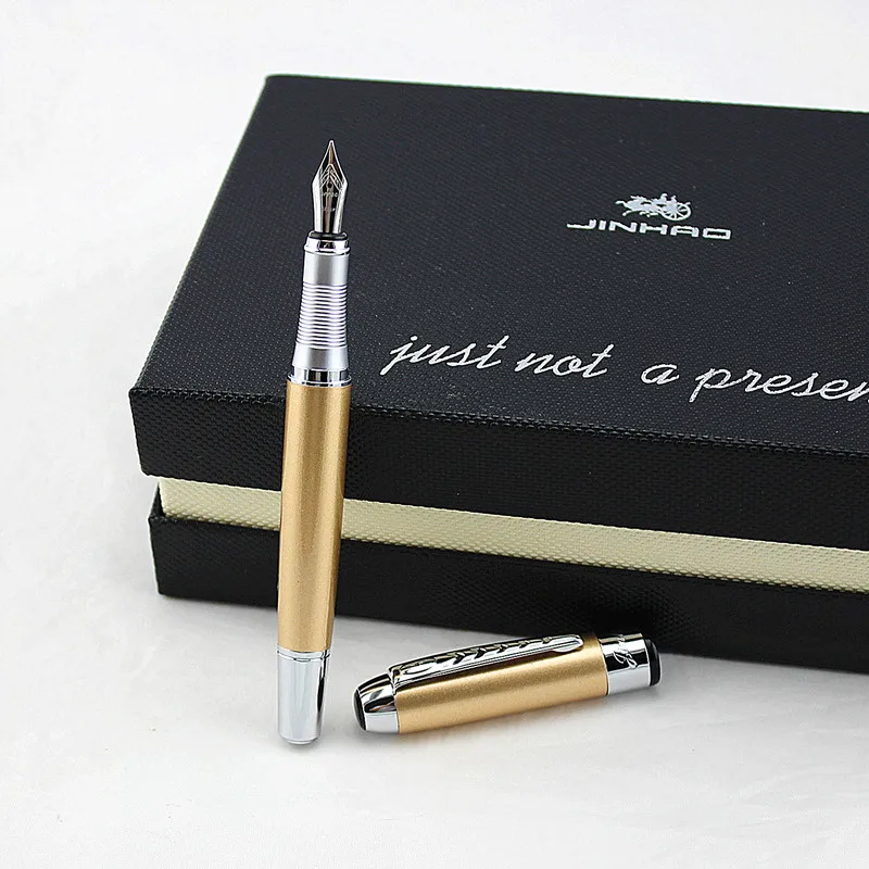 Jinhao 250 Smooth champagne and Silver Clip 0.5mm /1.0mm Calligraphy Pen High Quality Metal Fountain Christmas Gift Pens | Канцтовары