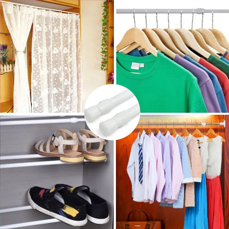 Spring Loaded Extendable Telescopic Net Voile Tension Curtain Rail Pole Rods US | Дом и сад