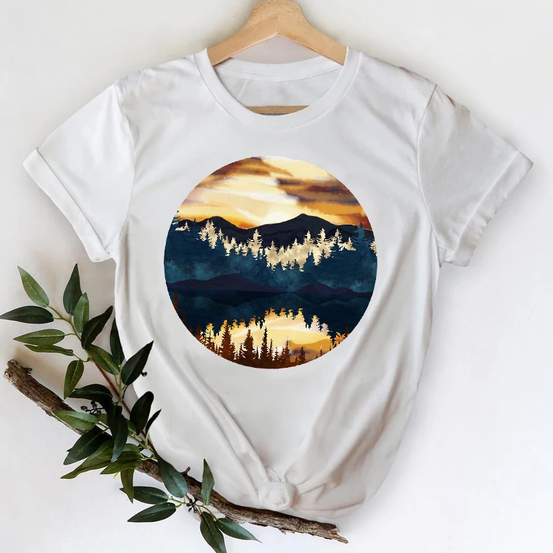 

Beautiful scenery T-shirts Women 2021 Printing Travel Vacation Cute Fashion Spring Summer Top Lady Print Graphic Female Tee