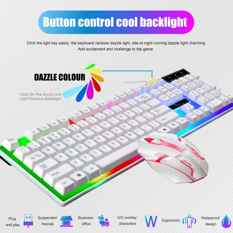 

Wired Keyboard And Mouse Set Usb Illuminated Manipulator Keyboard And Mouse Kit For Party Gift