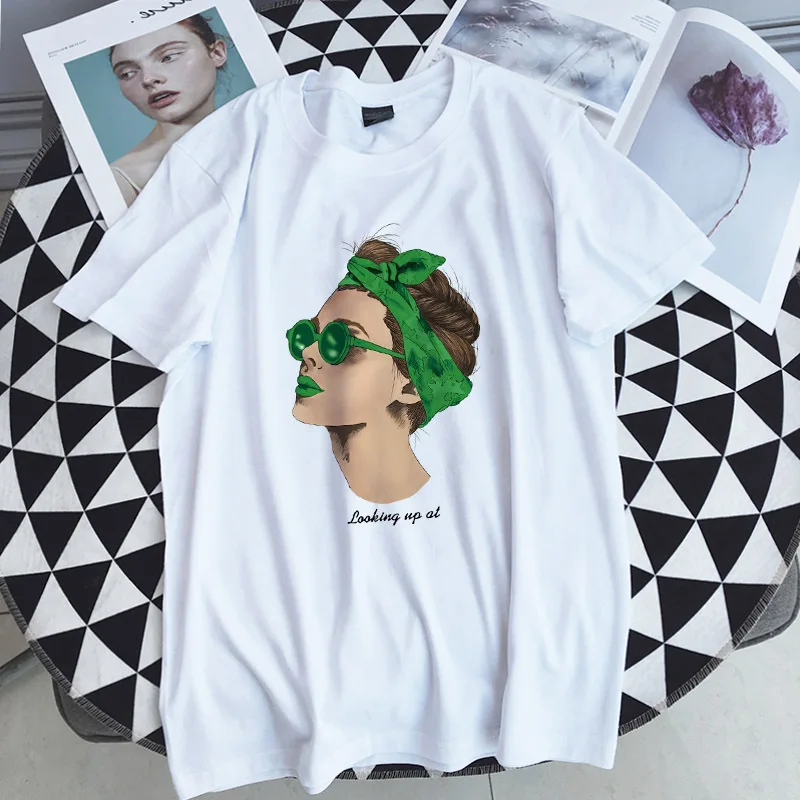 

Hot Sale Beach style Women Casual Short Sleeve O-neck Polyester T shirt Beauty avatar Printed Graphic Tees Female