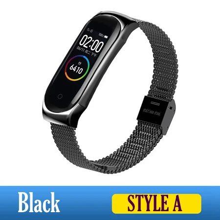 Style A Black Металлический ремешок на руку для Xiaomi mi ремешок 4 ремни из нержавеющей стали mi Band 4 Аксессуары для браслета mi Band 4 розовый mi band 4 серебристый - Цвет: Style A Black