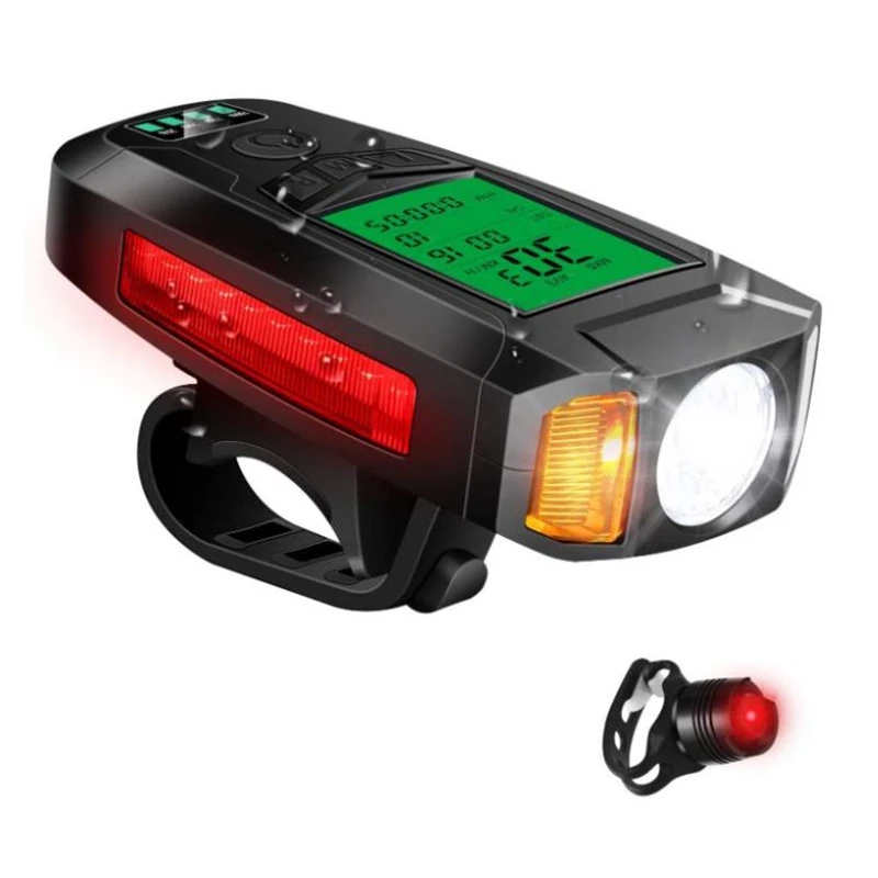 

Bike Light Set with Bike Speedometer,Bicycle Headlight Taillight Bicycle Computer with Loud Bike Bell,for Hiking Camping