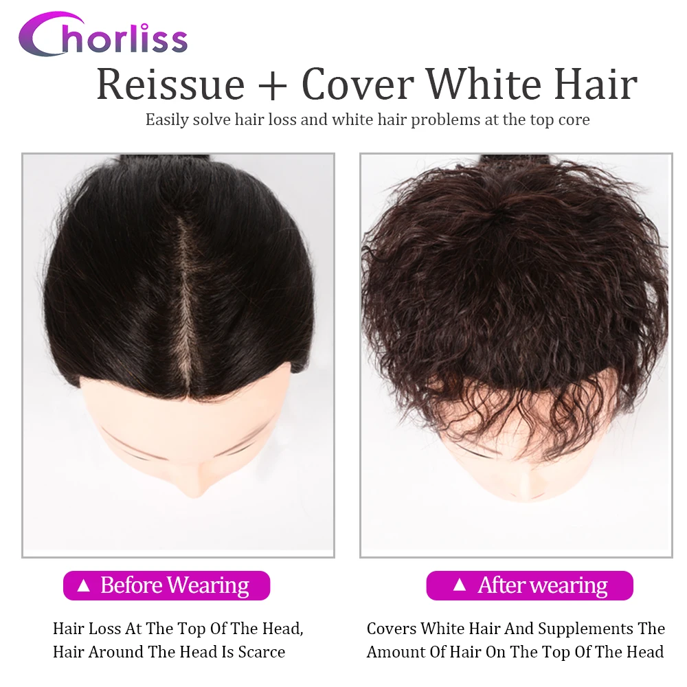 Chorliss Clip-On Hair Topper Short Curly 2 Clip In One Piece Hairpiece For Women top of the head Twistful | Шиньоны и парики