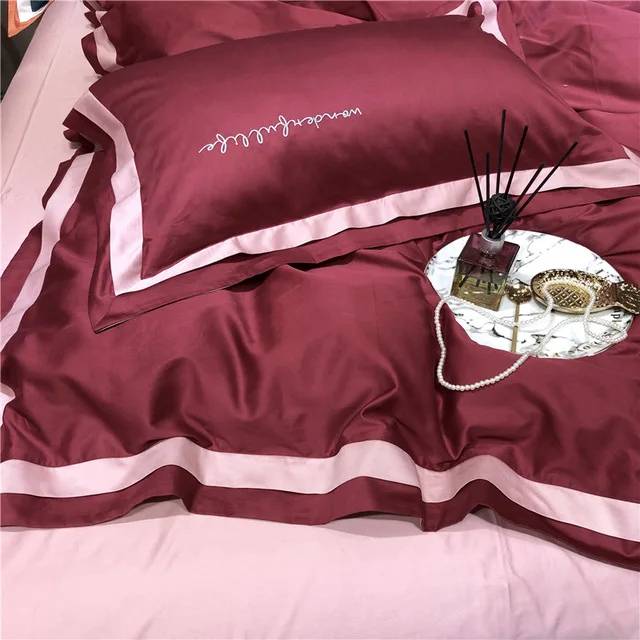 

High count high density Egyptian cotton Bedding Set embroidery Bed set Duvet Cover Bed Sheet pillowcases qulit cover high-end