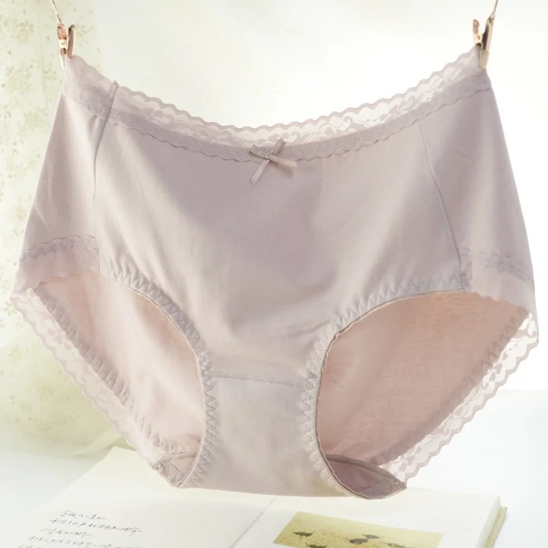 

Women's cotton Lingerie Women's mid-waist cotton plus size panties Lace sexy ladies panty elastic breathable ladies briefs