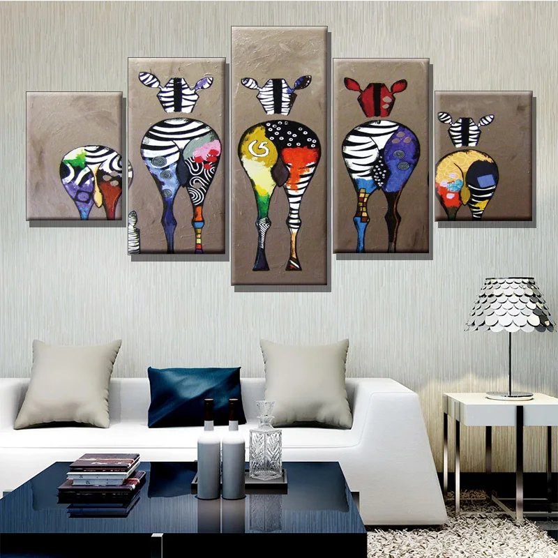 

HD Printed Abstract Zebra Canvas Painting On The Wall Art Modular Pictures Framed 5 Pcs Home Decor Modular Pictures Posters