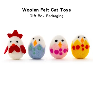 6pcs/Lot Egg Shaped Wool Ball Toys for Cats Gift Box Handmade Kitten Chew Toys Intelligence Bite Resistant Pet Accessories