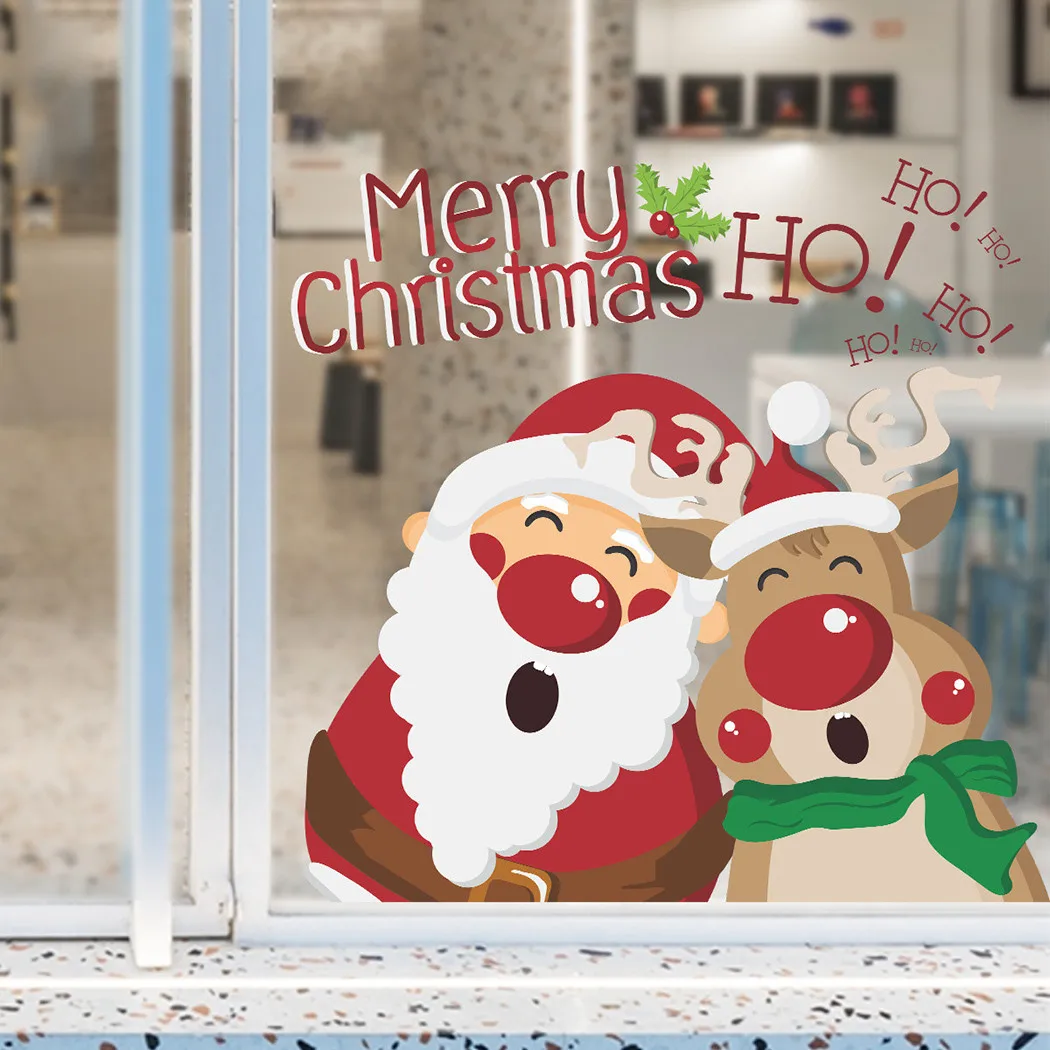 

Christmas Wall Stickers Santa Claus DIY Removable Decal Xmas Decorations PVC Static Sticker New Year Party Window Glass Film